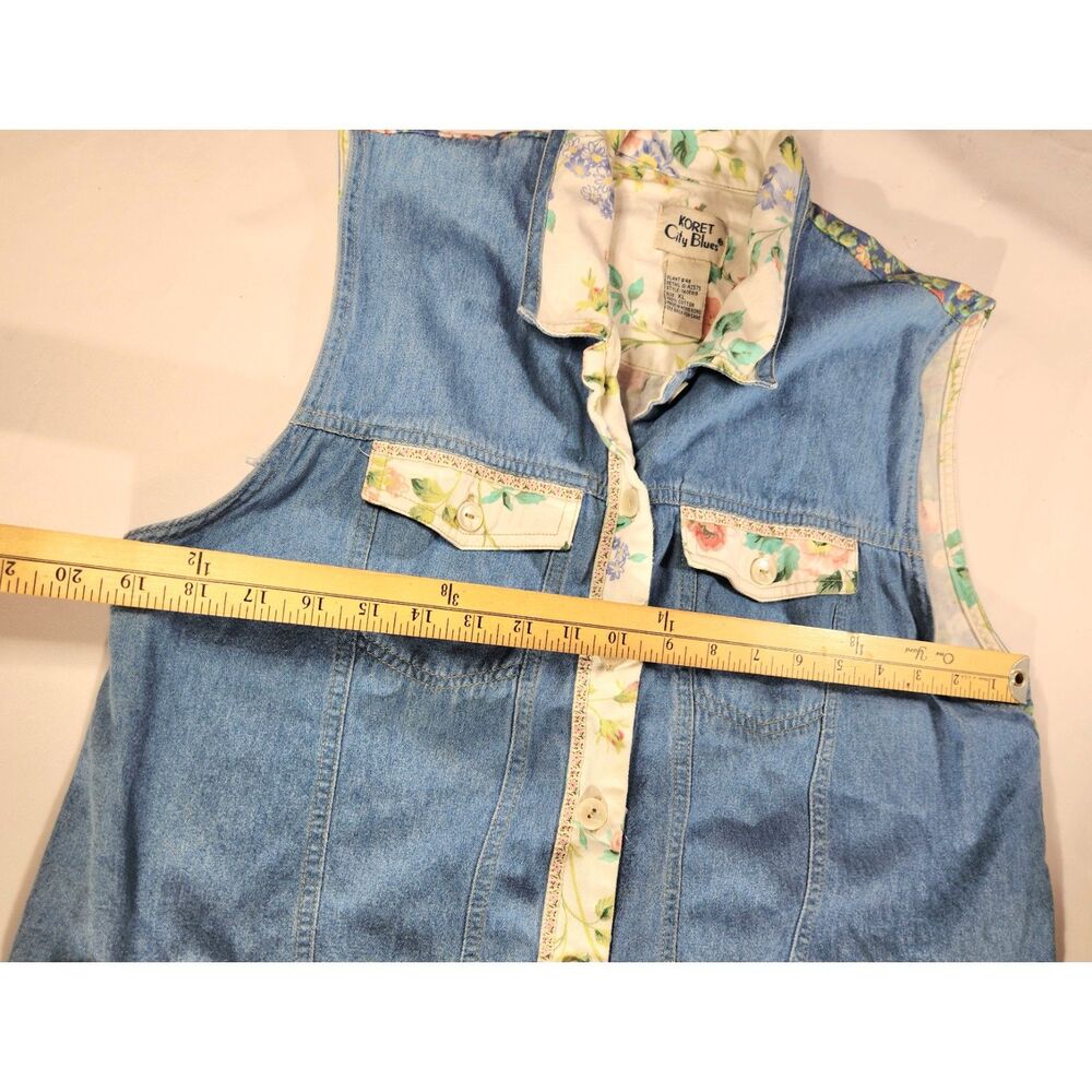 Koret City Blues Vintage Floral Denim Vest XL 80's 90's Cottagecore Feminine - Picture 7 of 9
